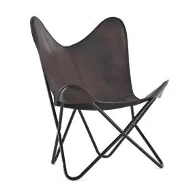 7646283 Shop Lc Dark Brown Butterfly Chair In Genuine Leather With Canvas Lining And Metal Frame