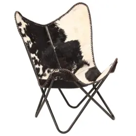 Shy Let S Touch The Sky 808219874333 Home Decor Genuine Goat Leather Butterfly Arm Chair With Black/brown White Ha