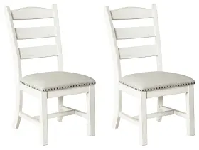 Signature Design By Ashley 024052594188 Valebeck Vintage Farmhouse Cushioned Dining Chair 2 Count Whitewash