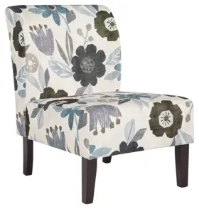 Signature Design By Ashley 024052790801 Triptis Floral Armless Accent Chair White Blue And Gray