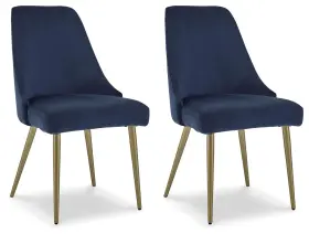 Signature Design By Ashley 024052795349 Wynora Modern Dining Upholstered Side Chair 2 Count Blue And Gold Finish