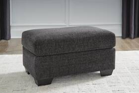 Signature Design By Ashley 6310114 Loreo Ottoman Ebony Upholstered Accent With