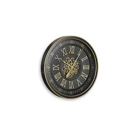 Signature Design By Ashley A8010385 Dairton Wall Clock Black And Gold Finish Industrial