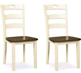 D335-01 Signature Design By Ashley Ladderback Dining Chair Set Of 2 Cream And Brown
