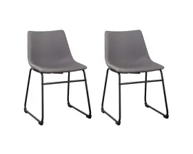D372-08 Signature Design By Ashley Centiar Urban Industrial 19 Inch Faux Leather Bucket Dining Chair 2 Count Gray