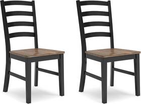 Signature Design By Ashley D634-01 Wildenauer Dining Chairs Set Of 2 Ladderback Solid Wood Frame Black