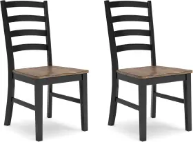 D634-01 Signature Design By Ashley Wildenauer Dining Chairs Set Of 2 Ladderback Solid Wood Frame Black