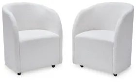 D821-02a Signature Design By Ashley Rowanbeck Contemporary Upholstered Dining Chair With Casters Set Of 2 White