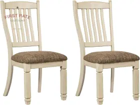 D647-01  Sigoa Bolanburg Antique White Upholstered Dining Chairs - Set Of 2