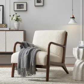 Jy1702-1 Silkir Mid-century Modern Accent Chair With Cushions Living Room Solid W