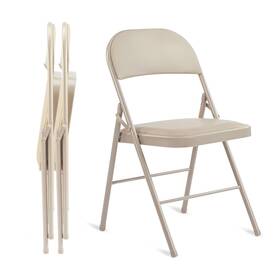 Simple Deluxe 3a88fncharfoldtanx2v1 2 Pack Folding Chairs With Leather Padded Cushion Seats And Durab