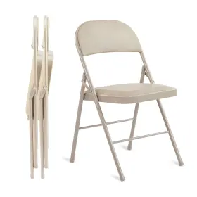 3a88fncharfoldtanx2v1 Simple Deluxe 2 Pack Folding Chairs With Leather Padded Cushion Seats And Durab
