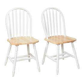 Simple Living 5261823 Solid Wood Spindle Back Dining Chairs Set 2 White Farmhouse Kitchen Rubberwood