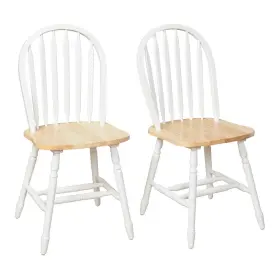 5261823 Simple Living Solid Wood Spindle Back Dining Chairs Set 2 White Farmhouse Kitchen Rubberwood