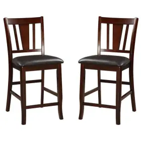 Sr011167 Simple Relax Walnut Wood And Brown Faux Leather High Chair Set Of 2