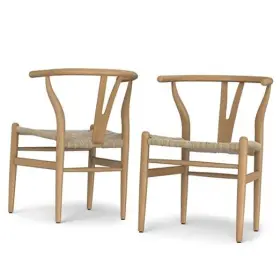 Simpli Home 055663219276 Hershey Dining Chairs - Mid-century Modern Solid Natural Beech Wood Chair