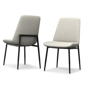 Simpli Home 055663226236 Savannah Dining Chair Set Of 2 In Natural Linen Look Fabric 23.6 X 17.7