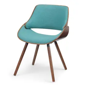 Simpli Home 840469055193 Malden Bentwood Dining Chair With Wood Back Turquoise Blue
