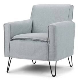 Simpli Home Axcchr-24lbu Warren Solid Wood Accent Chair With Hairpin Legs In Cool Gray