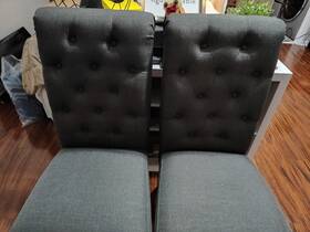 Simpli Home Axcdchr003gl Dark Gray Set Of 2 Chairs 5 Inch Foam Seat Tufted Backs. Excellent Condition