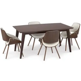 Axcds5mrpwcr Simpli Home Malden Draper 5 Pc Dining Set Solid Wood Table 4 Bentwood Chairs Mid Century