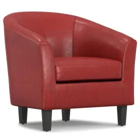 Axctub-003 Simpli Home Contemporary Tub Chair 30 Inch W Faux Leather Upholstery Material In Red