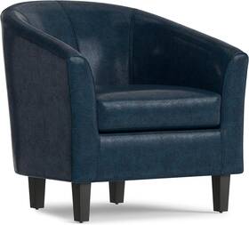 Simpli Home Axctub-003-ddb Austin Tub Chair - 30 Inch Wide Upholstered Faux Leather Contemporary Accent Cha