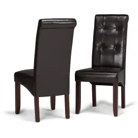 Simplihome 840469006492 Cosmopolitan Parson Dining Chair Set Of 2 Tanners Brown Faux Leather And S
