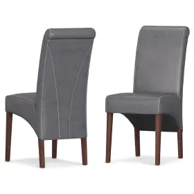 Simplihome 840469023031 Avalon Deluxe Parson Dining Chair Set Of 2 Stone Grey Faux Leat