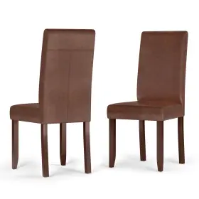 Simplihome 840469054653 Acadian Parson Dining Chair Set Of 2 Distressed Saddle Brown Fa