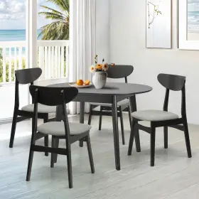 Sk New Interiors 880268592260 Dining Room Set Of 4 Yumiko Chairs And Extendable Round Table Espresso