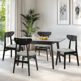 Sk New Interiors 880504560558 Dining Room Set Of 4 Yumiko Chairs And Extendable Table Espresso