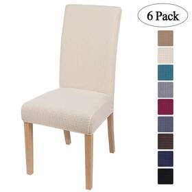 Smiry 632016568399 6 Pack Dining Chair Covers High Elasticity Jacquard Fabric Non-slip