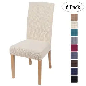 Smiry 632016568399 6 Pack Dining Chair Covers High Elasticity Jacquard Fabric Non-slip