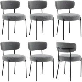 Snugway 635401903416 Boucle Dining Chairs Upholstered Round Mid Century Modern With Curved Backrest