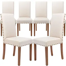Snugway 658361226524 Upholstered Parsons Dining Chair With Nailhead Trim And Sturdy Solid Wood Leg