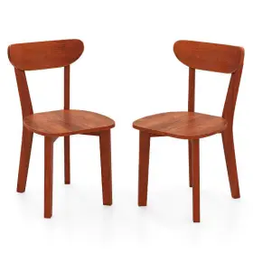 Solid Wood Dining Chair Set 197867884963 Of 2 With Curved Backrest And Rubber Frame-espr