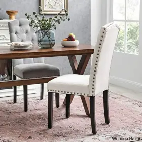 Uldc028m01 Songmics Set Of 2 Dining Chairs With High Back Tufted Design Solid Wood Legs