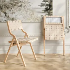 Dc004 Soohow Wood Folding Chairs Foldable Wooden Leather Indoor Stackable Dining