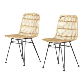 13164 South Shore Balka Rattan Dining Chair Set Of 2 And Black -