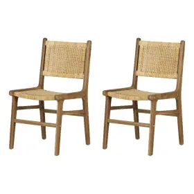 15812 South Shore Balka Teak Dining Chair Set Of 2 Rattan And Natural