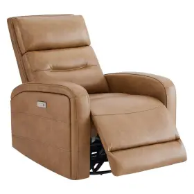 Ssme7a130-cu6722 Spruce And Spring Eulalia Camel Brown Leather Power Swivel Rocker Recliner With Usb Port For Room