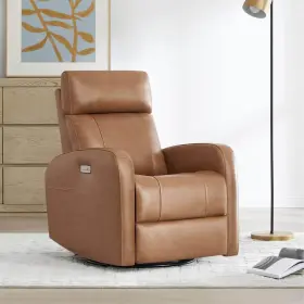 Ssm79098-u243022 Spruce & Spring And Monroe Saddle Genuine Leather Power Swivel Glider Recliner For