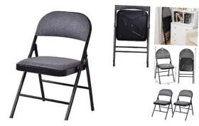 Sl-hw54166 Squareful 2 Pack Folding Chairs Padded With Upholstered Seat Handle