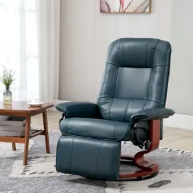 Srjunidexor 739503941717 Manual Recliner Chair With 39.25 Inch W X 30.75 D 34.25 H Blue