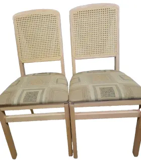 117-75 Stakmore Wood Folding Chair Upholstered Seat 2-pack Cane Back With Storage Sleeves