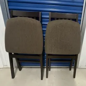 1258192 Stakmore Espresso Folding Chairs Set Of 2 Wood Frame Upholstered Jax Fabric