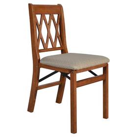 Stakmore 14077828 Set Of 2 Lattice Back Folding Chair Cherry Upholstered Wood Frame
