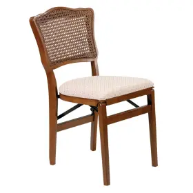 49123494 Stakmore 2pc French Cane Folding Chairs Fruitwood -