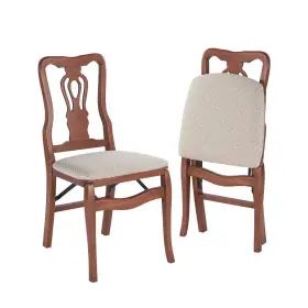562759 Stakmore 2pc Queen Anne Folding Chairs Cherry -